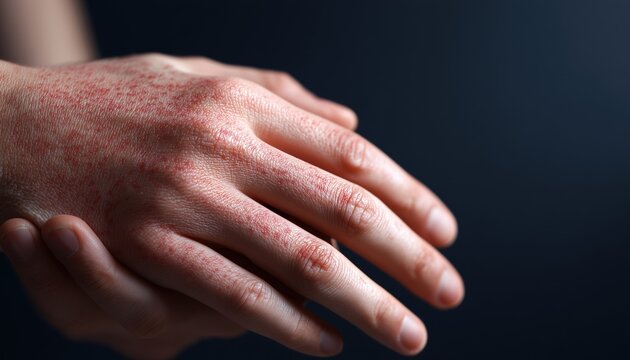 How People Relieve Itching By Scratching With Their Hand: Allergic Rash, Dermatitis, Eczema On The Skin Of Patients.