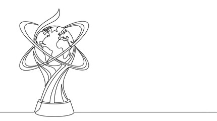 Continuous Line Drawing of Globe Trophy Award © suisnawati