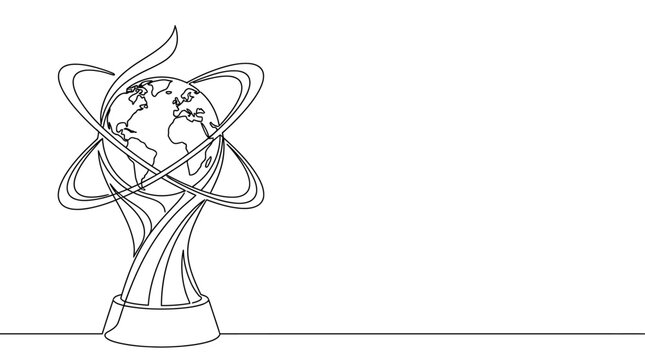 Continuous Line Drawing of Globe Trophy Award