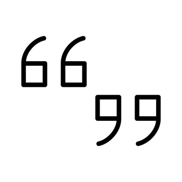 Set of quotation marks icons. Minimalist graphic object made in black color using outline lines. Vector illustration for quote design.