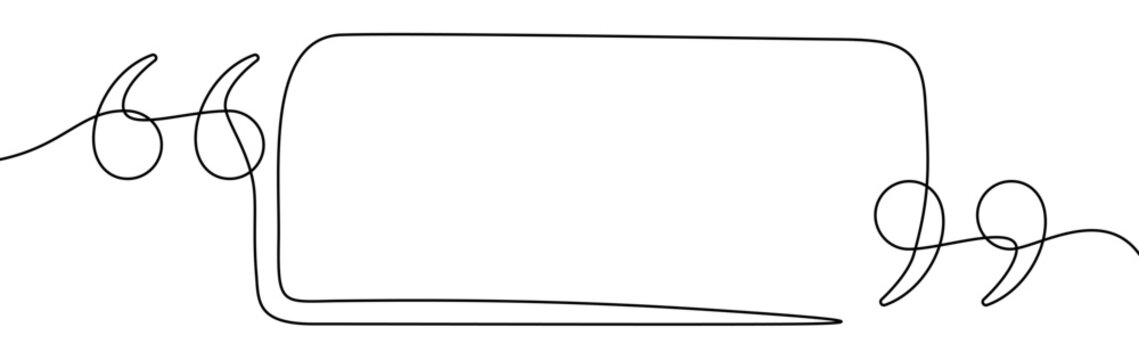 Quote frame in line art style. Minimalist object made in black color as a continuous line. Vector illustration.