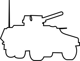 Military vehicle truck tank armored car icons, transport carrier combat vehicle vector pack, army convoy transport silhouette and outline flat line black style isolated design elements © Asia
