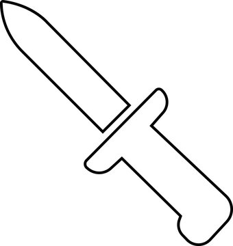 Knife dagger blade weapon icons, cutter chopper kitchen tool vector pack, sharp steel cutlery silhouette and outline flat line black style isolated design elements