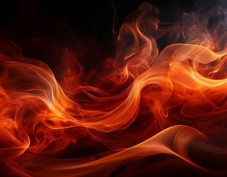 dramatic scarlet and amber vapor waves flow in a fluid simulation creating a cinematic fire effect with glowing embers and smoky trails embers flow gaseous