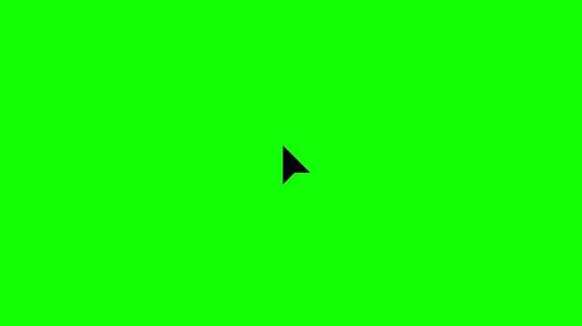 Mouse cursor double click animation on green screen background. Clean UI pointer for chroma key use in tutorials, app demos, software guides, horizontal, 4K.