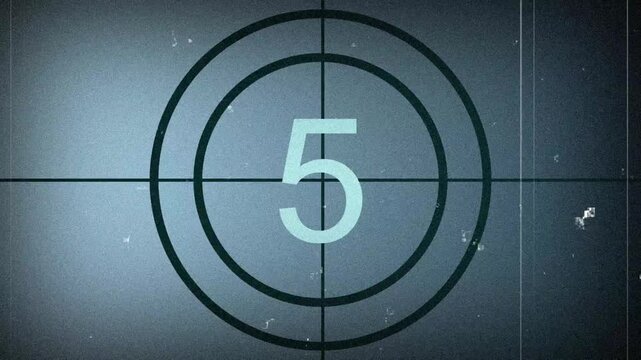 Old film countdown, Vintage film leader countdown from 10 to 1 seconds. Cinema movie reel timer effect screen. 4k