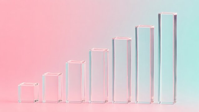 Business, growth and glass graph for financial data, statistics and marketing success. Profit, chart and background with copy space for analysis, abstract design and corporate report mockup idea