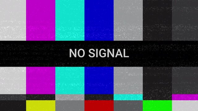 Vintage Television No Signal Test Pattern Screen Glitch Effect.