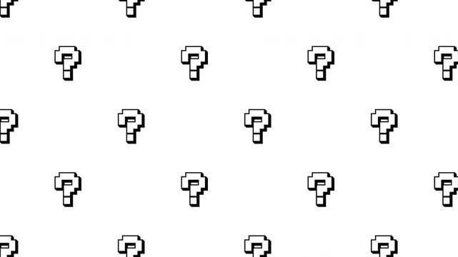 White Pixel Art Question Mark Pattern Animation Diagonal Floating Motion Loop ProRes Alpha Channel 4K 60fps