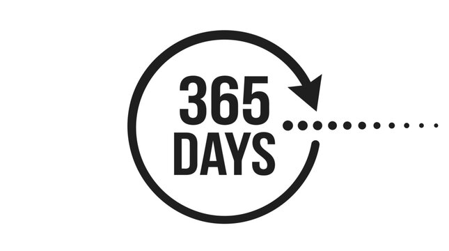 A circular arrow icon representing the full cycle of three hundred sixty five days a year