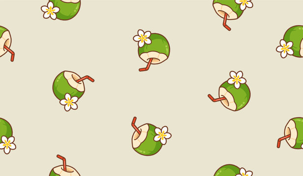 Coconut fruits pattern background vector design