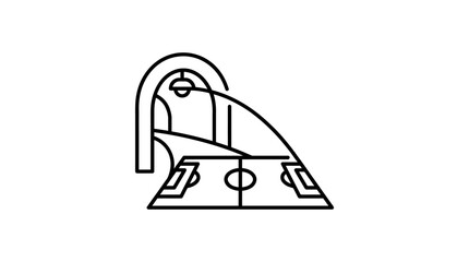 Minimalist Line Art Illustration of a Soccer Field with Stadium Archway © Romadlon