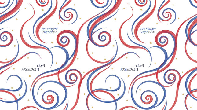 Script lettering celebrates national freedom amidst these elegant blue.