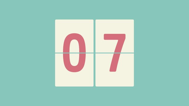 Flip Clock Countdown Animation on Bluish Background