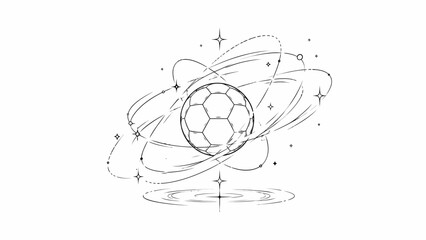 Minimalist Soccer Ball Orbit Line Art Illustration © Ilyas Raziq Zayyan A