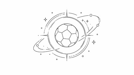 Minimalist Soccer Ball Orbit Line Art Illustration © Ilyas Raziq Zayyan A