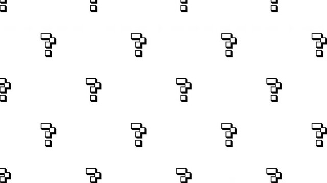 Minimal White Pixel Art Question Mark Pattern Animation Diagonal Seamless Motion ProRes Alpha Channel 4K 60fps