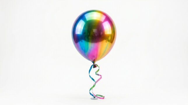 Rainbow mylar balloon with colorful ribbon