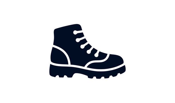Silhouette of a rugged lace up work boot with thick sole
