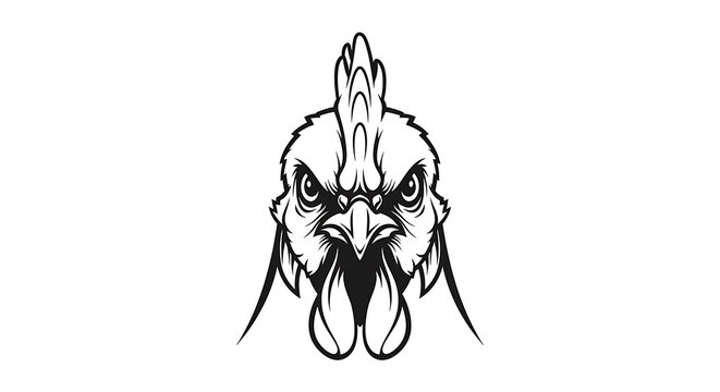 Angry Rooster Chicken Fierce Animal Face.