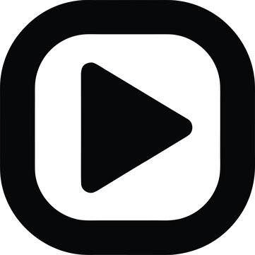 Video icon shows a rounded square frame containing a solid black play triangle for a clean digital navigation element.