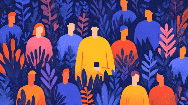 
Conceptual illustration of a distracted individual disconnected from society because of smartphone overuse