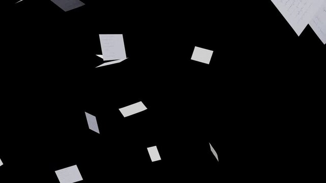 A4 Papers Falling Animation, Rain Papers With Alpha Channel