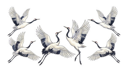 Obraz premium Watercolor Japanese crane bird illustration vector isolated on white background