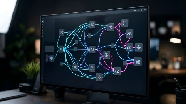 Complex Generative AI Node Workflow Interface Screen
