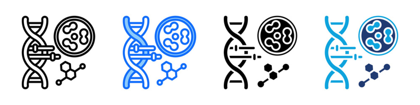 Enzyme Engineering Icon Set Multi Style Vector Illustration