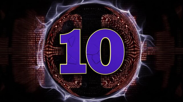 Number 10 Explosive Top Ten Music WAVE Number Transition Animation on Alpha Channel, Loop
