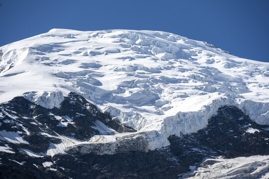 Pointe Bravais, glacier on the mountain, Chamonix, Haute-Savoie, France