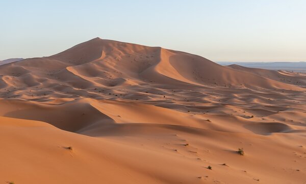 Sand dunes in the desert, dune landscape Erg Chebbi, Merzouga, Sahara, Morocco