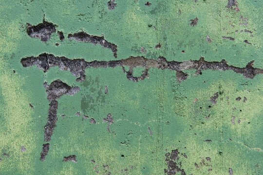 Decaying, green-painted wall, Faroe Islands, Faroe Islands, Denmark