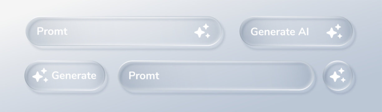 3d glass icon button with ui transparent box, . Text star artificial and search 3d symbol with app liquid agent. Intelligence ai frame and screen glass effect with infographic.