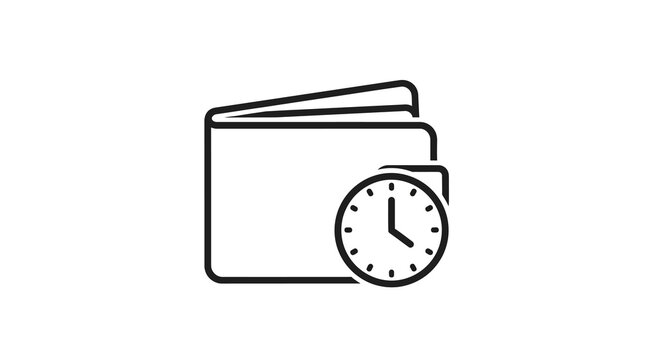 Wallet and Clock Icon: Time is Money Concept