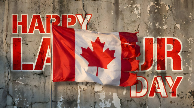 Happy La Fte du Canada Day Flag Celebration Message On Concrete Wall transparent background