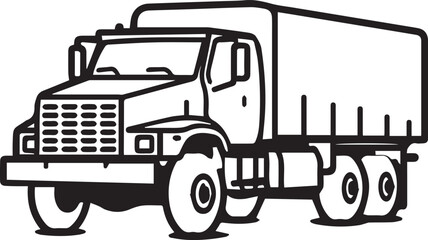 A powerful truck, rendered in a bold black and white graphic style, stands ready for transport. © DesignINKZ