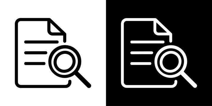 Case studies icon concept in flat black and white style on clean background vector illustration design	
