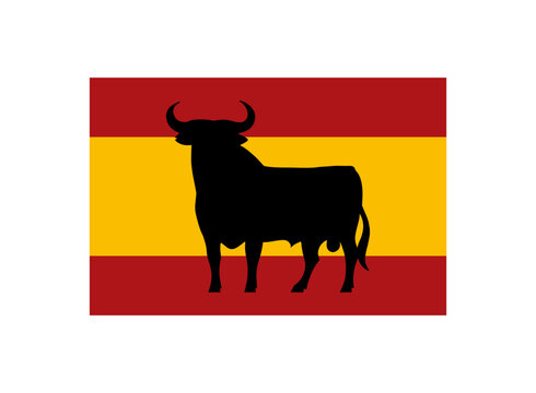 Flag of Spain with black Osborne Bull