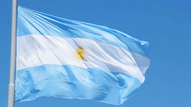 Bandera de La Naci&oacute;n Argentina ondeando 60fps 4K