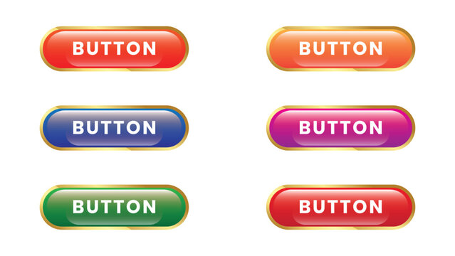 Colorful Glossy Web Button Collection Set with Rounded UI Interface Elements for Modern Digital Design