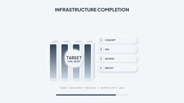 Infrastructure Completion Checklist Dashboard with Process Growth Animation in Soft UI Neumorphism Style