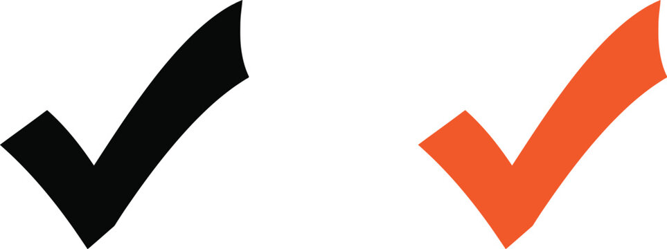 Black and orange check mark icons for business and web design tasks Vector