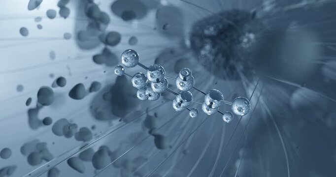 Uric acid rotating molecular structure, 3d ball-and-stick model, looped video organic acids
