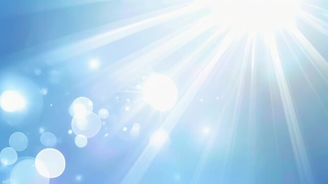 青空のように輝く光線とボケの幻想的な背景素材