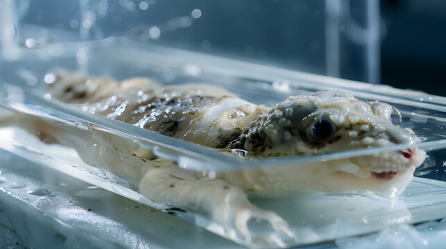 Amphibian Creature in Laboratory Container