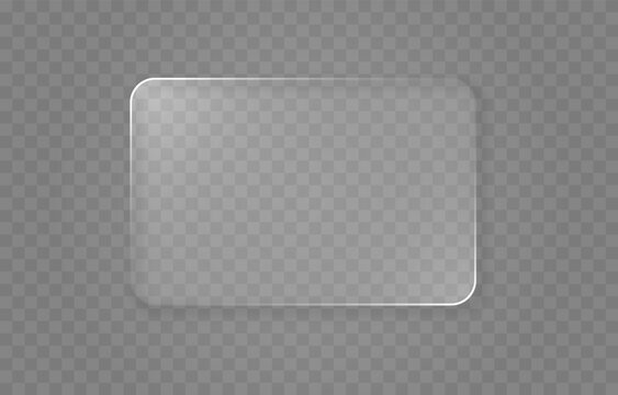 Rectangular glassmorphism-style element. Liquid glass effect PNG. Glass panel with liquid glass effect.