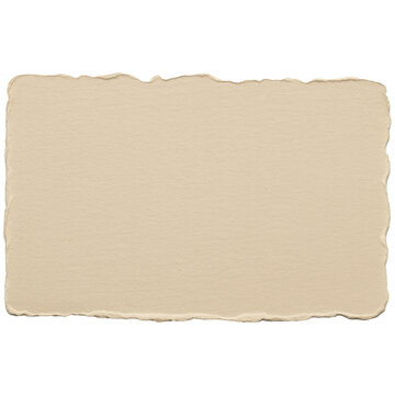 Isolated deckle edge handmade paper sheet on pure white background