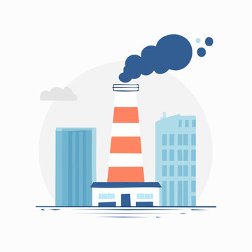 Industrial Chimney Emitting Smoke in Cityscape